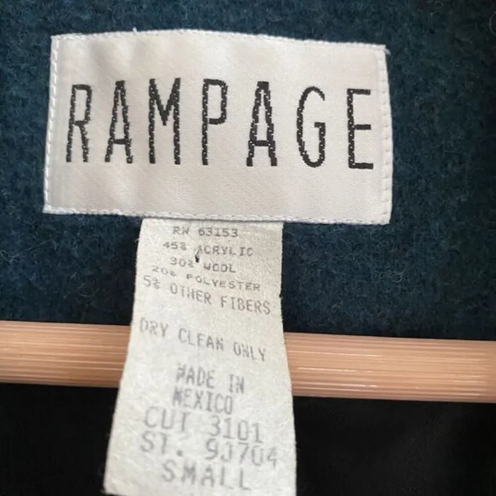 Rampage Womens Lined‎ Forest Green Blazer Double Breasted Jacket Wool Blend